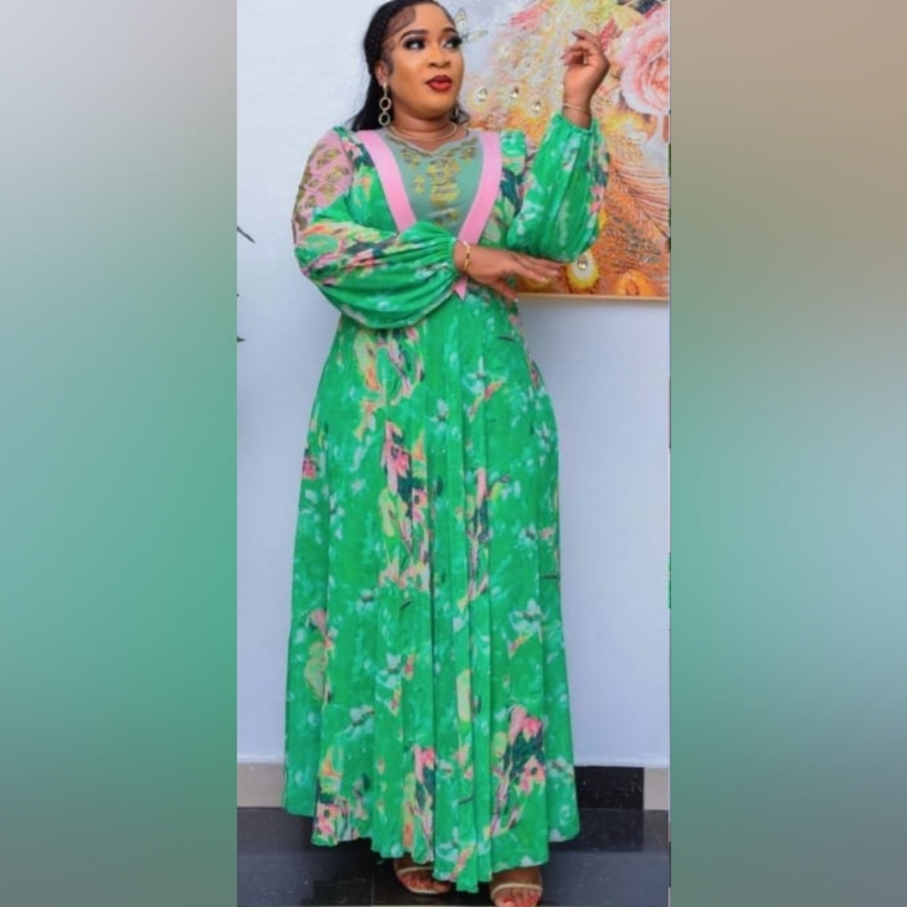 NWT - Green & Pink Floral Print Gown